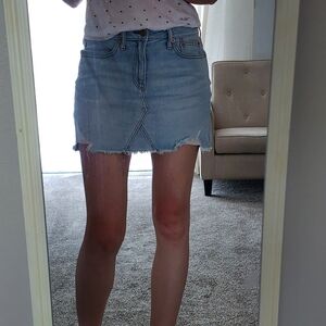 American Eagle Outfitters Light Blue Frayed Mini Skirt